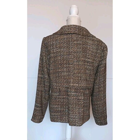 Kim Rogers Vintage Inspired Size 14 Brown Beige Tweed Large Button Blazer - Picture 4 of 8
